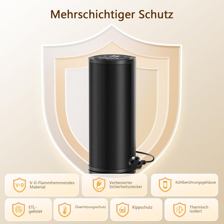 1800W Heizlüfter Energiesparend mit Fernbedienung,41 CM PTC Keramik Heizlüfter Leise,70°Oszillierend