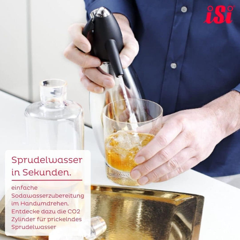 iSi Siphon, Wassersprudler für Sprudelwasser, Sprudler mit Edelstahl Flasche, Kohlensäure für Wasser