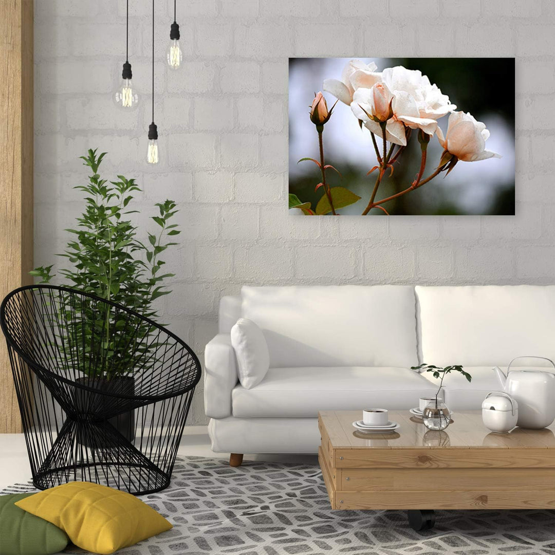 Wanddeko Blumen Kunst modern Bilder für Schlafzimmer Weiss 100x70 cm M14572 100x70 cm, M14572 100x70