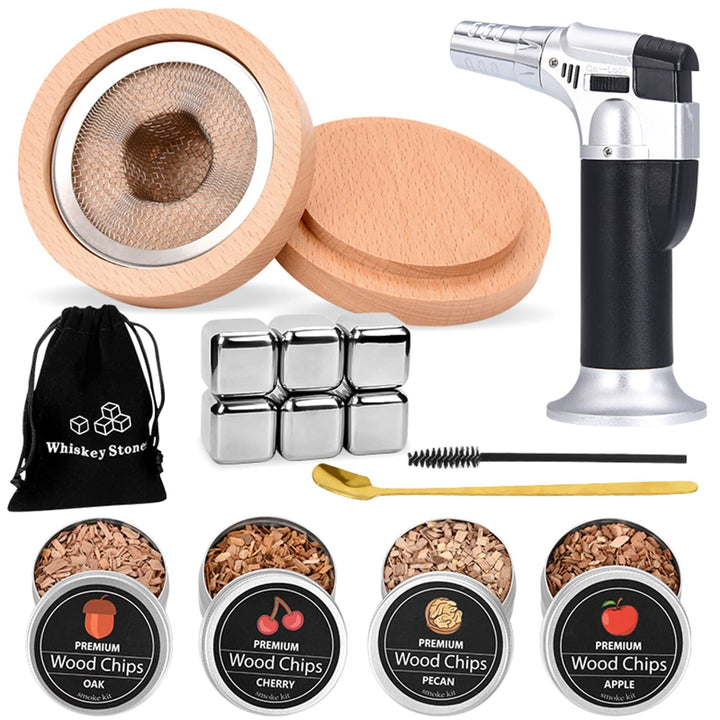 Cocktail Smoker Kit, MKNZOME Whiskey Smoker Kit mit 4 Geräuchertem Cocktail Raucher Kit Sägemehl Vat
