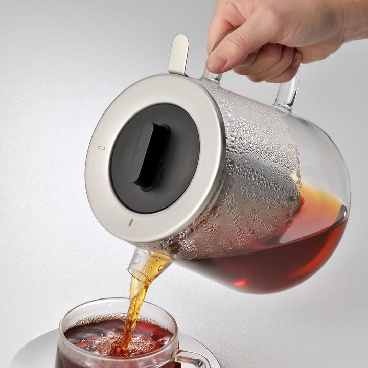 WMF SensiTea Teekanne mit Stövchen Set 3-teilig, Cromargan Edelstahl, Glaskanne 1,3l mit Siebeinsatz