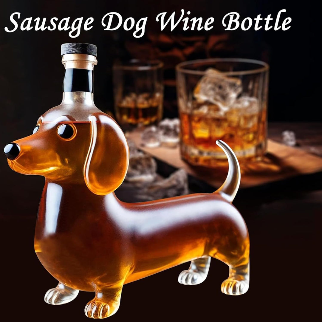Whiskey Glasflasche - Lustige Whiskey Glasflasche Dackel Form - Dekorative Dekanter Tier Statue Wein