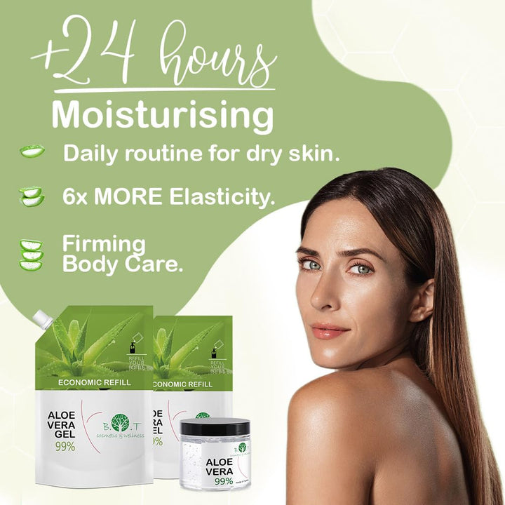 B.O.T Cosmetic &amp; Wellness - 99% Bio Aloe Vera Gel, 5l | Für Gesicht, Körper, Haare | Nach Sonnenbran