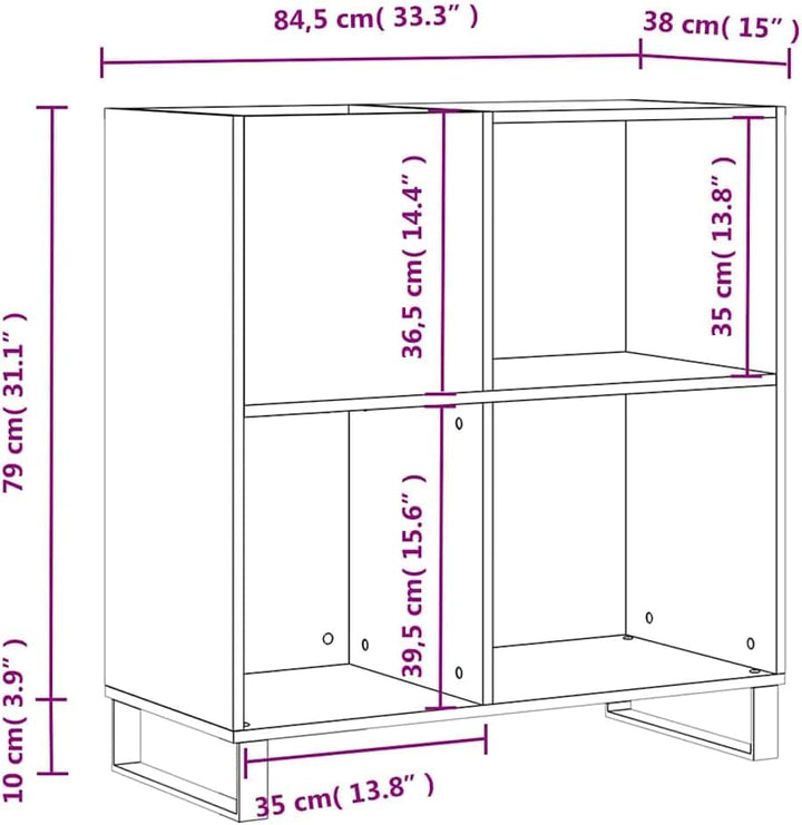 vidaXL Plattenschrank, Schallplattenschrank mit viel Stauraum, Plattenspieler Schrank für Wohnzimmer