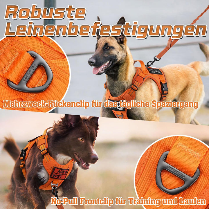 rabbitgoo Hundegeschirr Grosse Hunde, Anti Zug Geschirr Hund Verstellbar mit Griffe Verbreitert, Rob