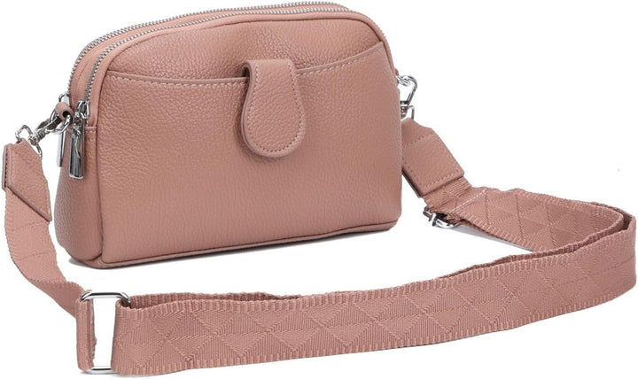 OBC Damen Tasche Crossbody Umhängetasche Bodybag Schultertasche Metallic Handytasche Crossover Kunst