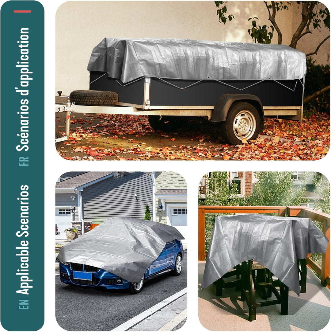 VOUNOT 2x3m Abdeckplane 240 g/m² Wasserdicht LKW Plane mit Ösen, Schutzplane Gewebeplane für Gartenm