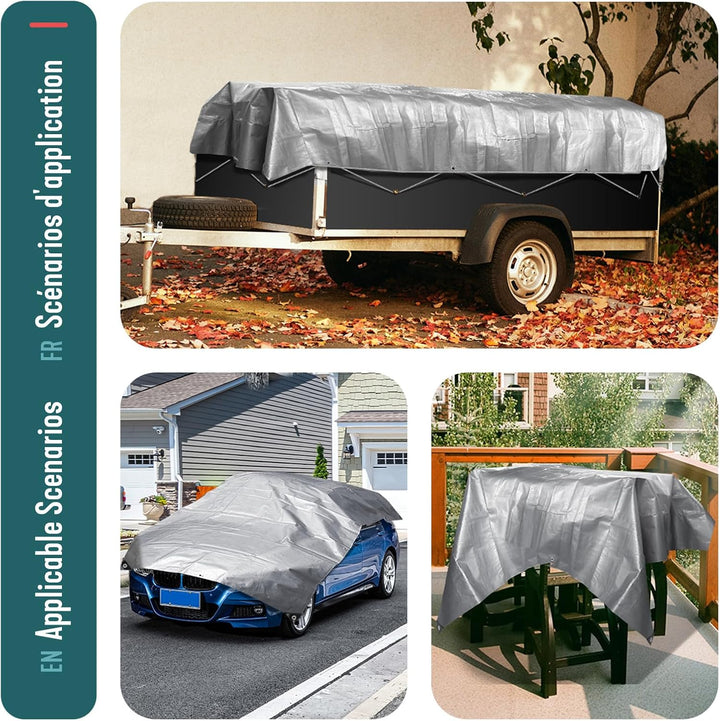VOUNOT 2x3m Abdeckplane 240 g/m² Wasserdicht LKW Plane mit Ösen, Schutzplane Gewebeplane für Gartenm