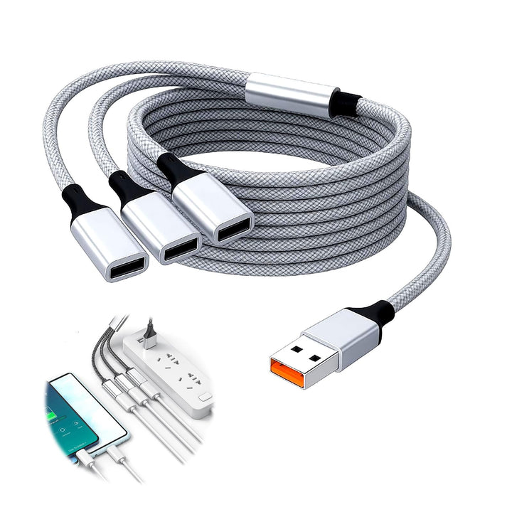 USB Splitter 1 auf 3, 2m USBHUB 2m Adapter mit USBStecker auf 3 USBA Buchsen, USB Verteiler für Date
