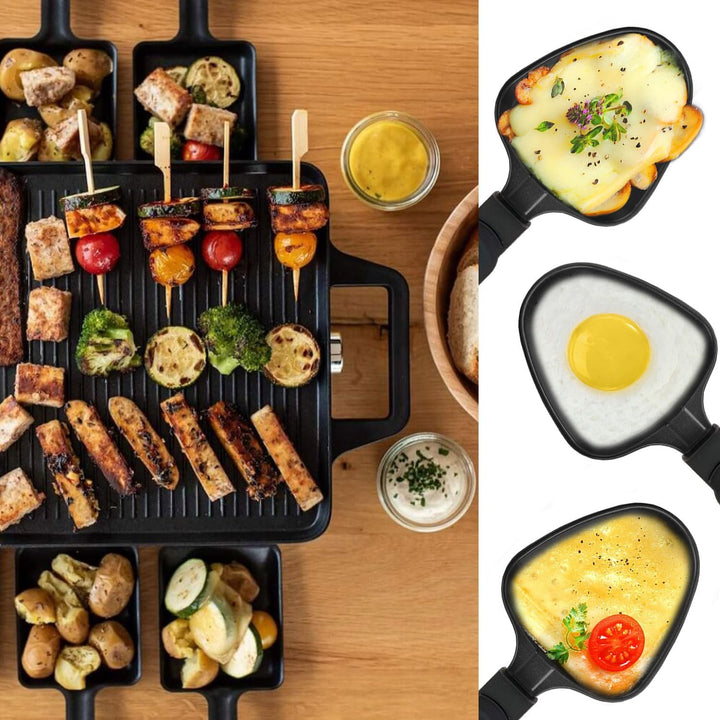 Kosmosta Pfännchen Mini 4 Stücke Antihaftbeschichtet Grill Pfännchen Dreieck Mini Raclette Grill mit