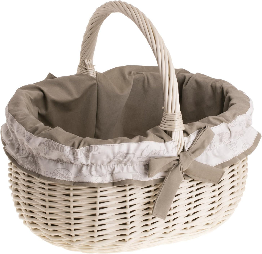e-wicker24 Einkaufskorb Weide Geflochtener Korb mit Henkel Aufbewahrungskorb Leicht Picknickkorb Ges
