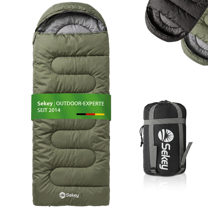 Sekey Schlafsack 220 x 80 cm - 1,35 kg 3-Jahreszeiten-Deckenschlafsack, 2-in-1 als Decke nutzbar, 10