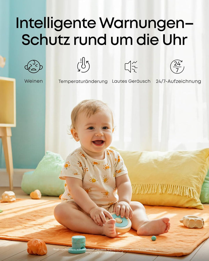 eufy Babyphone C10 mit 2KHDKamera, 4,5"Display, Schwenk‑Neige‑Funktion, 4×Zoom, Nachtsicht, HybridWL