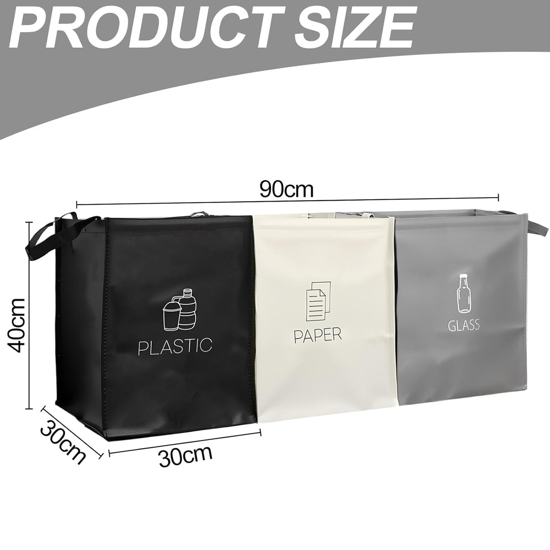 Mülltrennsystem 3fach für Papier Glas Plastik Recycling System Taschen Mülleimer mit Stabilisatoren