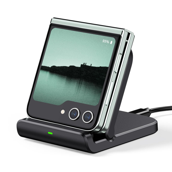 SwanScout Faltbare Induktive Ladestation für Samsung Galaxy Z Flip 7/7 FE 6/5/4/3 &amp; Moto Razr 60/50/