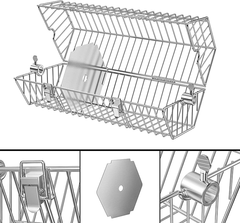 Onlyfire BRK-6041 Edelstahl Runde Tumble Rotisserie Drehspiess Korb Grillkorb passt für alle Gas Gri