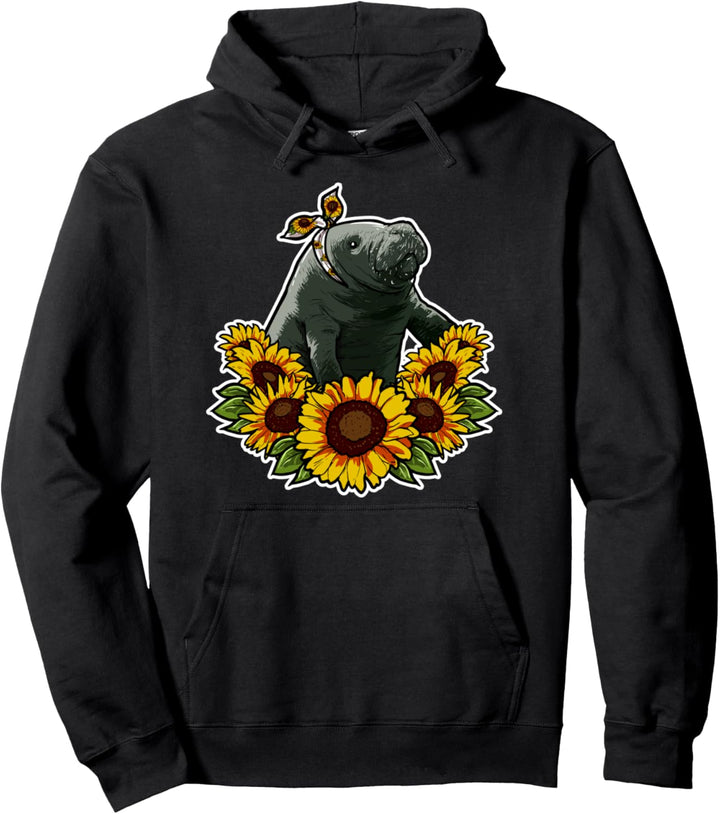 Süsse Seekuh Liebe Geschenk Sonnenblumen Dekor Manatee Pullover Hoodie