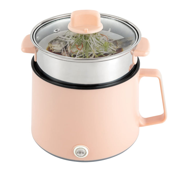 1.7L Elektrische Hot Pot | Mini Multikocher Tragbare Antihaft Topf mit Doppelter Leistungssteuerung,