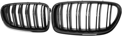 PAISEN Kühlergrill für BMW5er F10，Zubehör Sport Frontgrill，Glanz Schwarz Doppelsteg Sport Kühlergril