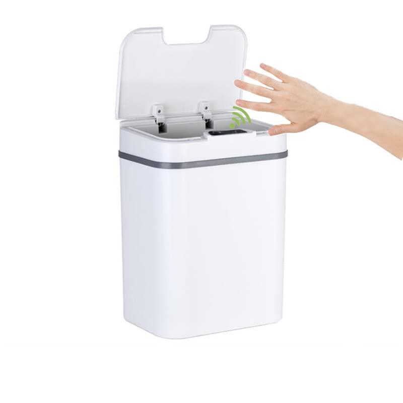 Automatischer Mülleimer Berührungsloser Infrarot-Bewegungssensor-Mülleimer 12L (Weiss), Weiß