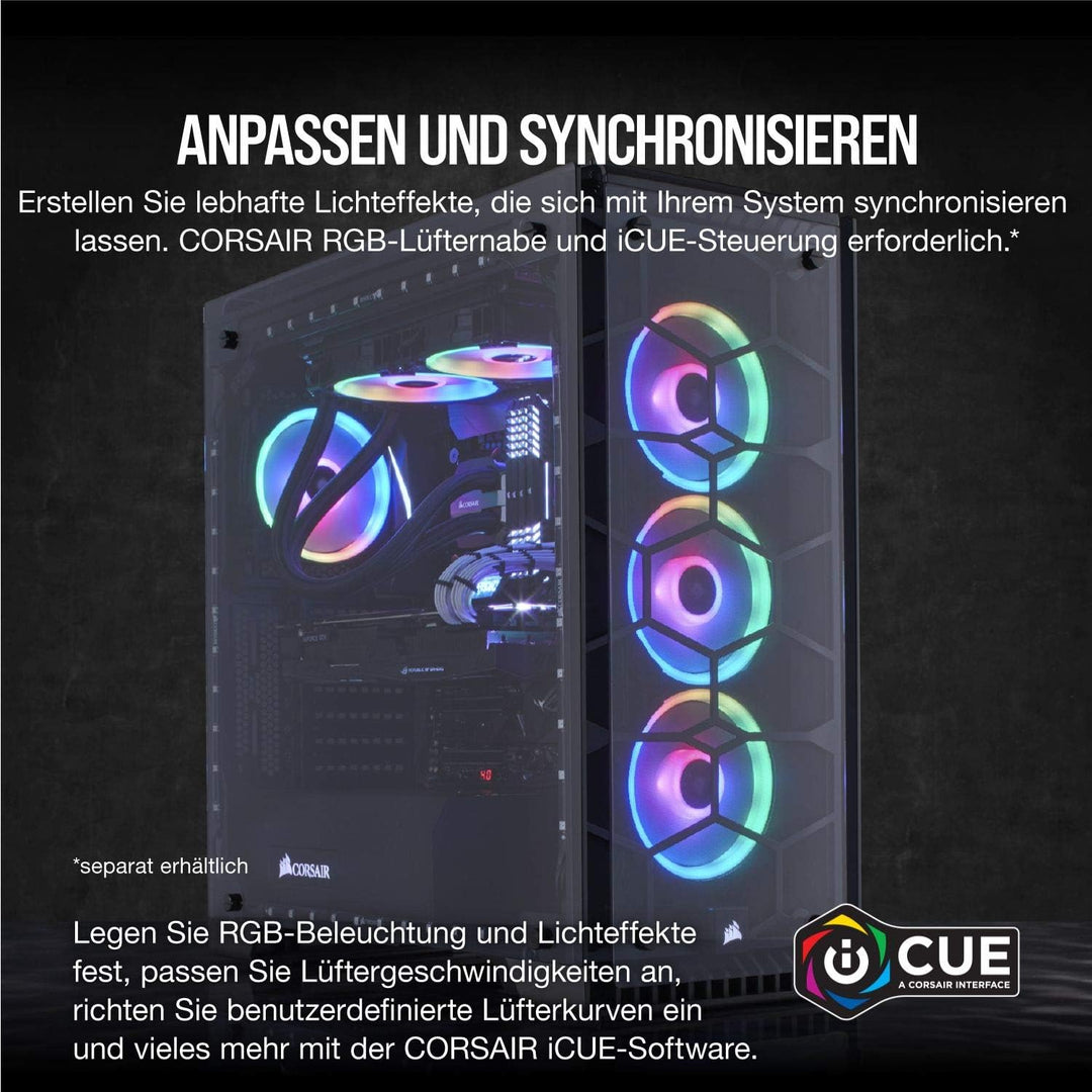 Corsair PWM-Lüfter RGB, Schwarz, 1 x 120 mm Lüfter Einzelpackung, Einzelpackung