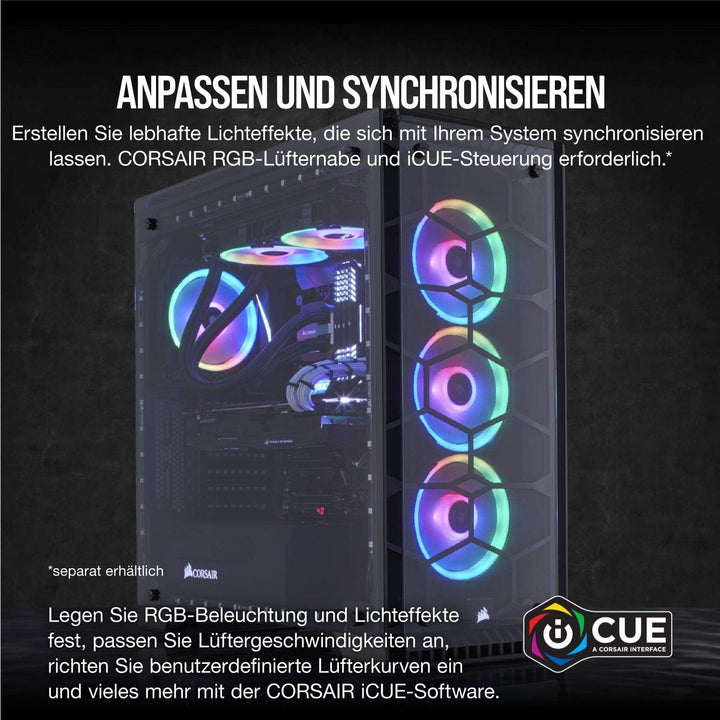 Corsair PWM-Lüfter RGB, Schwarz, 1 x 120 mm Lüfter Einzelpackung, Einzelpackung