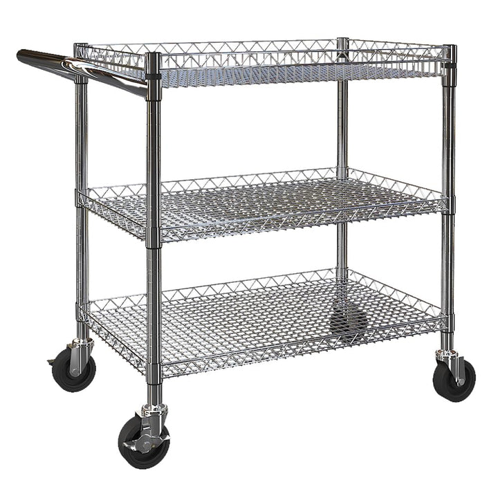 BPT Servierwagen mit Rollen, 3 böden Teewagen, Hotelrestaurant-Küchenwagen (Silber-(500KG)), Silber-