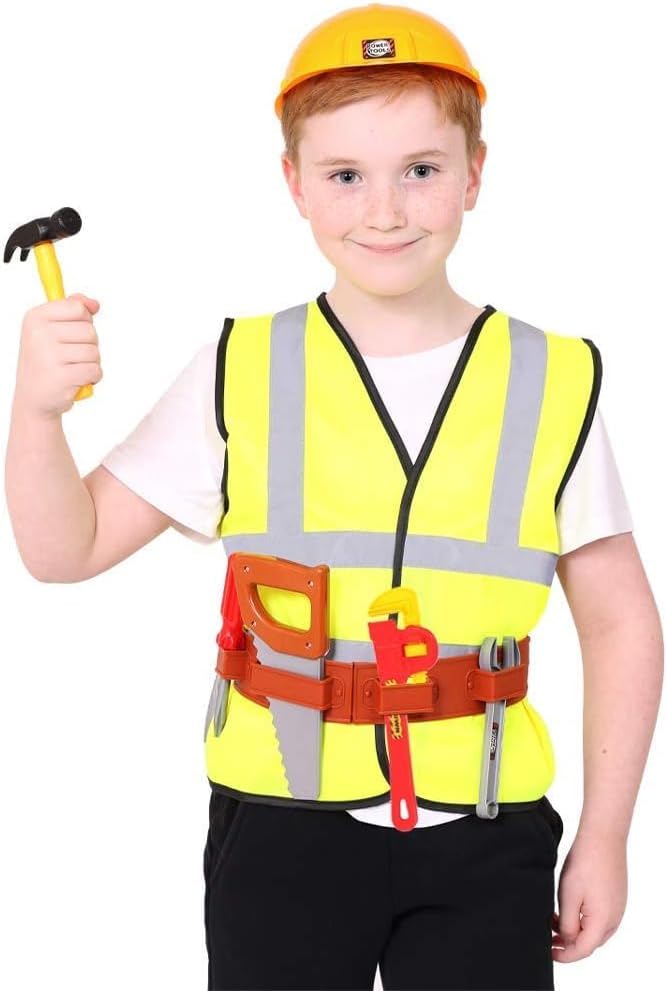 Kinder Baumeister Spielset Kinder Spielzeug Werkzeugset - 8 Stück Builder Dress Up mit Werkzeuggürte