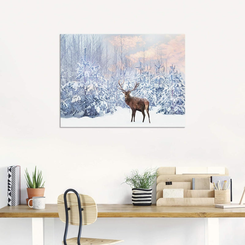 ARTland Wandbild Alu Verbundplatte für Innen & Outdoor Bild 60x45 cm Querformat Tiere Hirsch Natur L