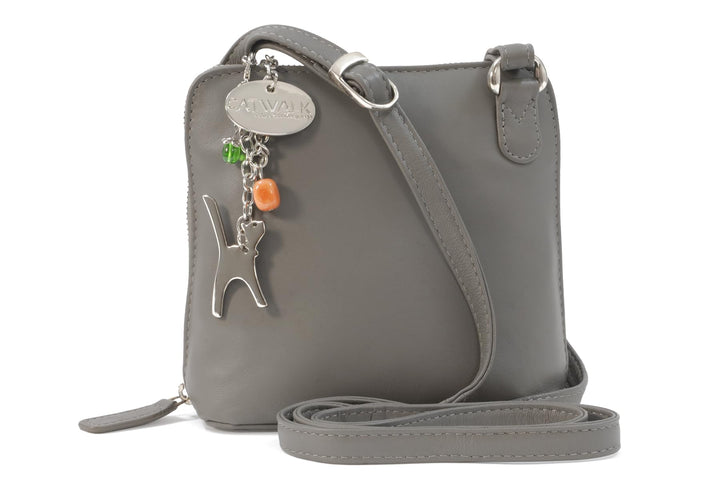 Catwalk Collection Handbags - Damen Leder Umhängetasche - Crossbody Bag/Handtasche Klein - Verstellb