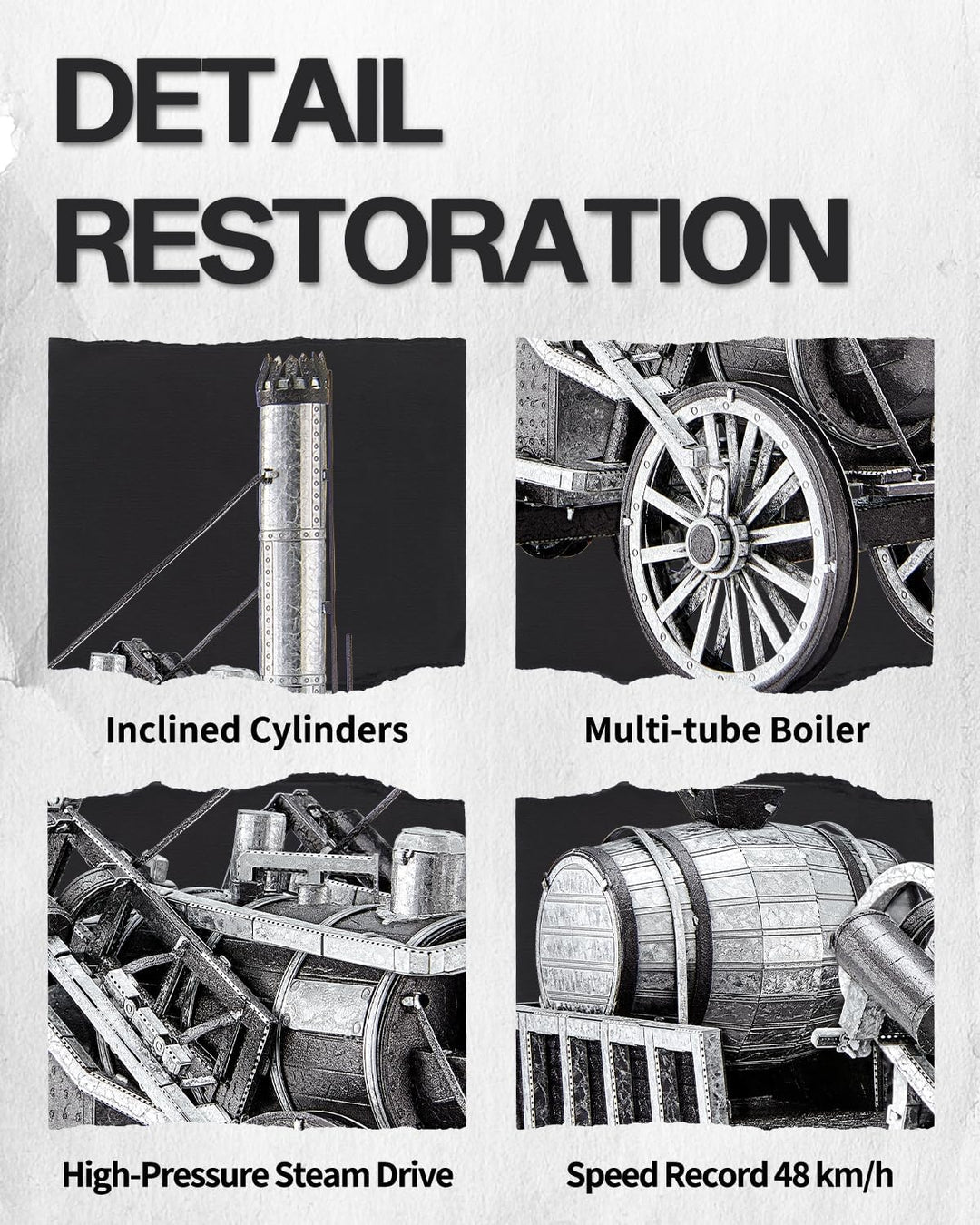 Piececool 3D Puzzle Metall Raketendampflokomotive, Klassischer Transport Handwerk Modellbausätze Ede