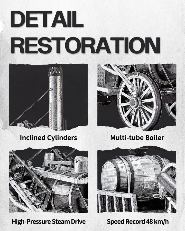 Piececool 3D Puzzle Metall Raketendampflokomotive, Klassischer Transport Handwerk Modellbausätze Ede