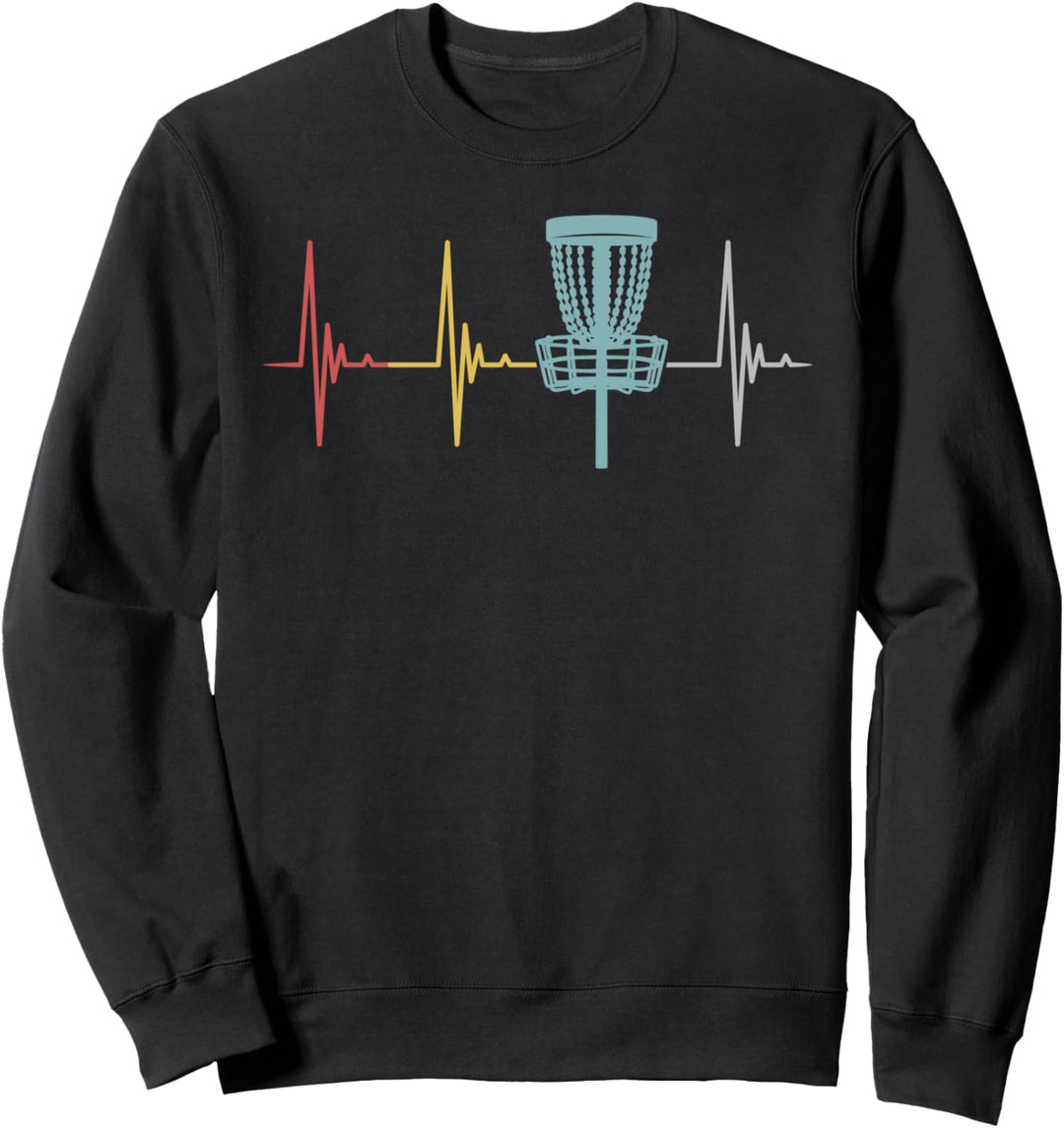 Disc Golf Retro Herzschlag Geschenk Frisbee Discgolfer Sweatshirt