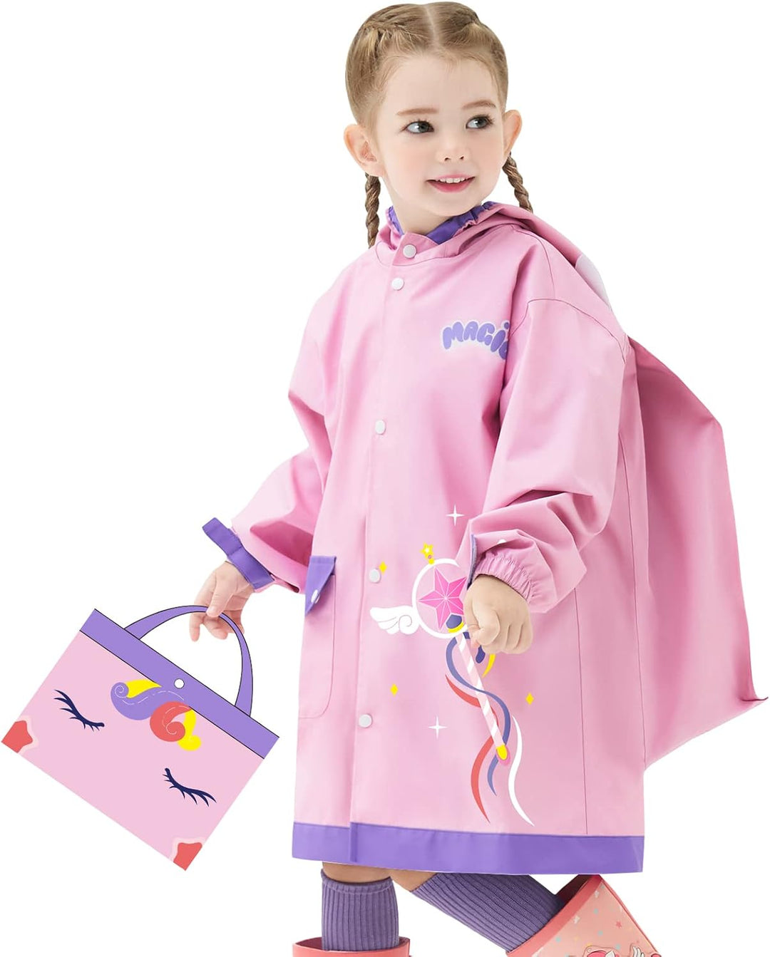 Kinder Regenmantel Jungen Mädchen Regenponcho Wasserdicht Cartoon Regenjacke Wiederverwendbare Regen