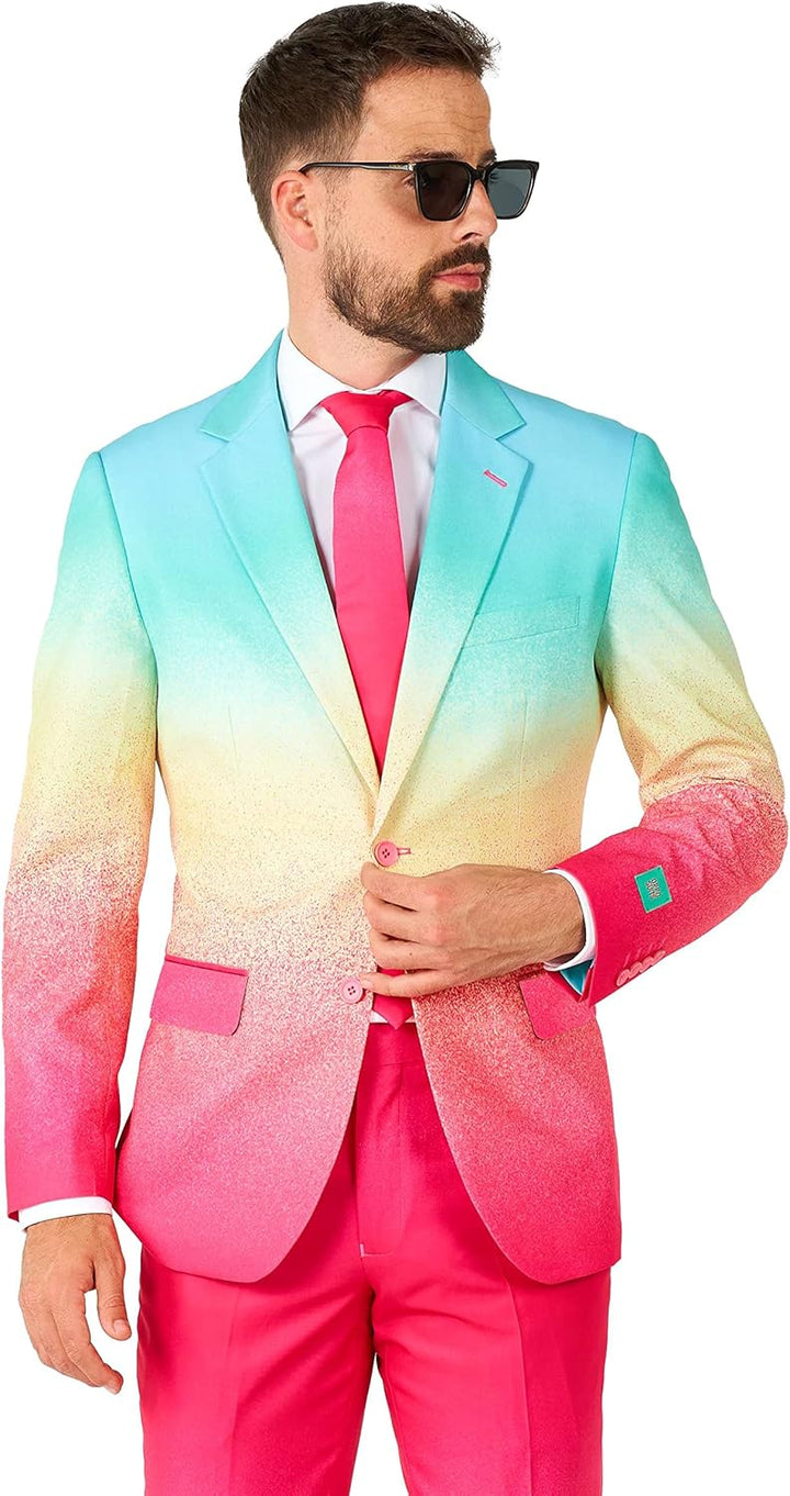 OppoSuits Modisch Party Einfarbige Anzüge für Herren - Mit Jackett, Hose und Krawatte, 46 Funky Fade