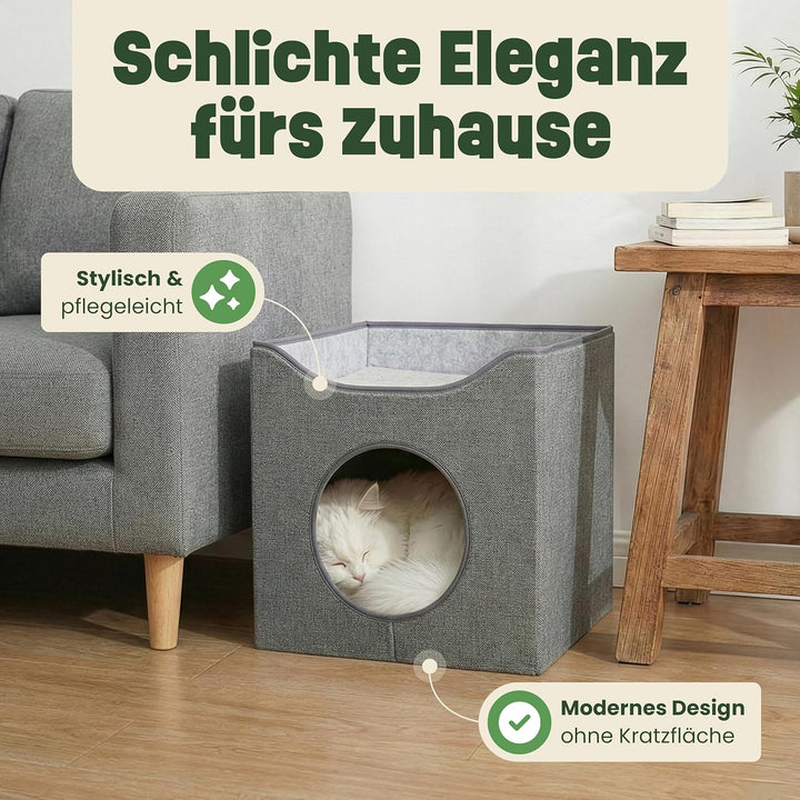 zooprinz katzenhöhle cat cave – kuschelhöhle für Katzen & grosse Katze, warmes katzenbett beige mit