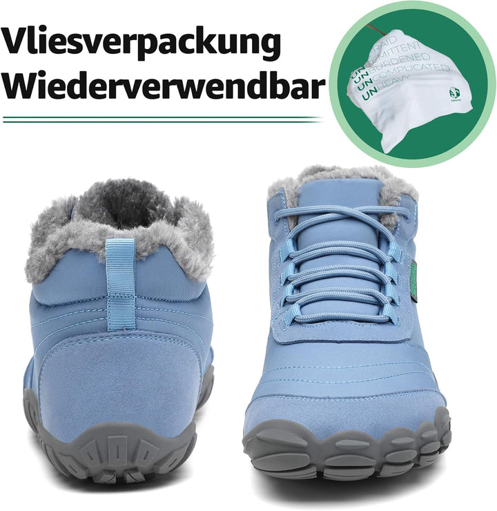 SAGUARO Winter Barfussschuhe Warm Gefüttert Winterschuhe für Damen Herren,EU Gr.36-48, 37 EU Lichtbl