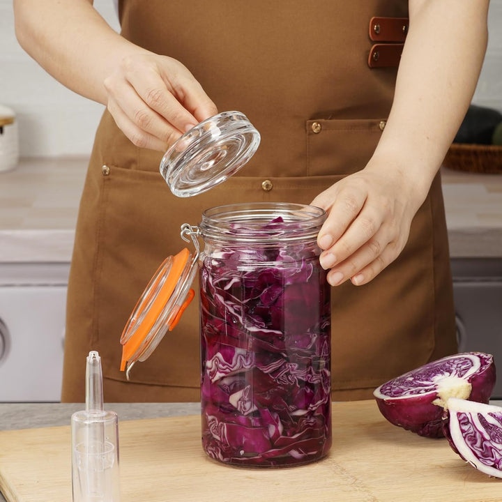 1L Fermentierglas Set mit Gäraufsatz & Gewicht – Fermentationsglas für Sauerkraut, Kimchi, Kombucha,