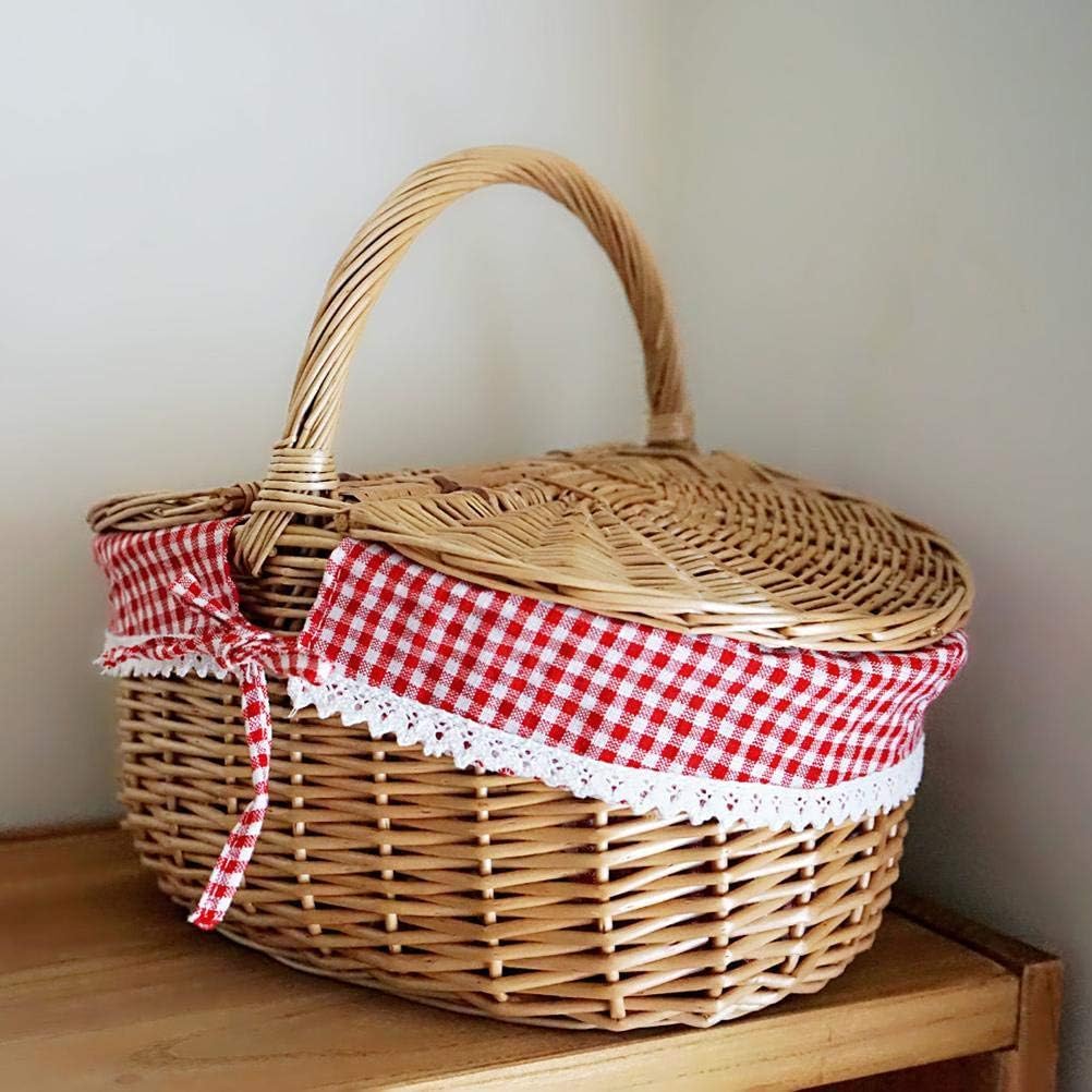 Weiden-Picknickkorb, Weidenkorb mit Deckel, Geschenkkorb leer, Pilzkorb, Campingkorb im Landhausstil