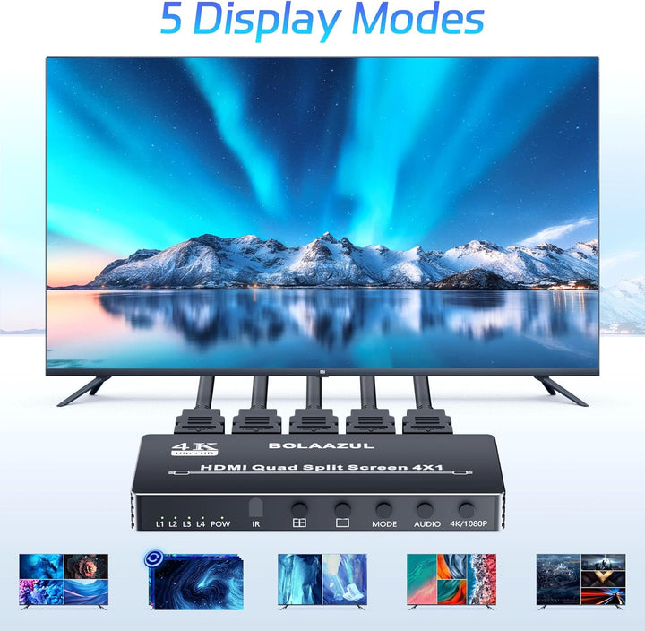 4x1 HDMI Multiviewer 1080P HDMI Multiviewer mit 4 Eingängen HDMI 4x1 Quad Multiviewer Bildschirmspli