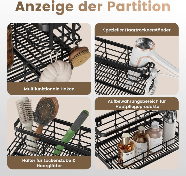 VITVITI Fönhalter ohne Bohren, Haartrocknerhalter aus Metall, Föhn Halterung Wand mit Schrauben und