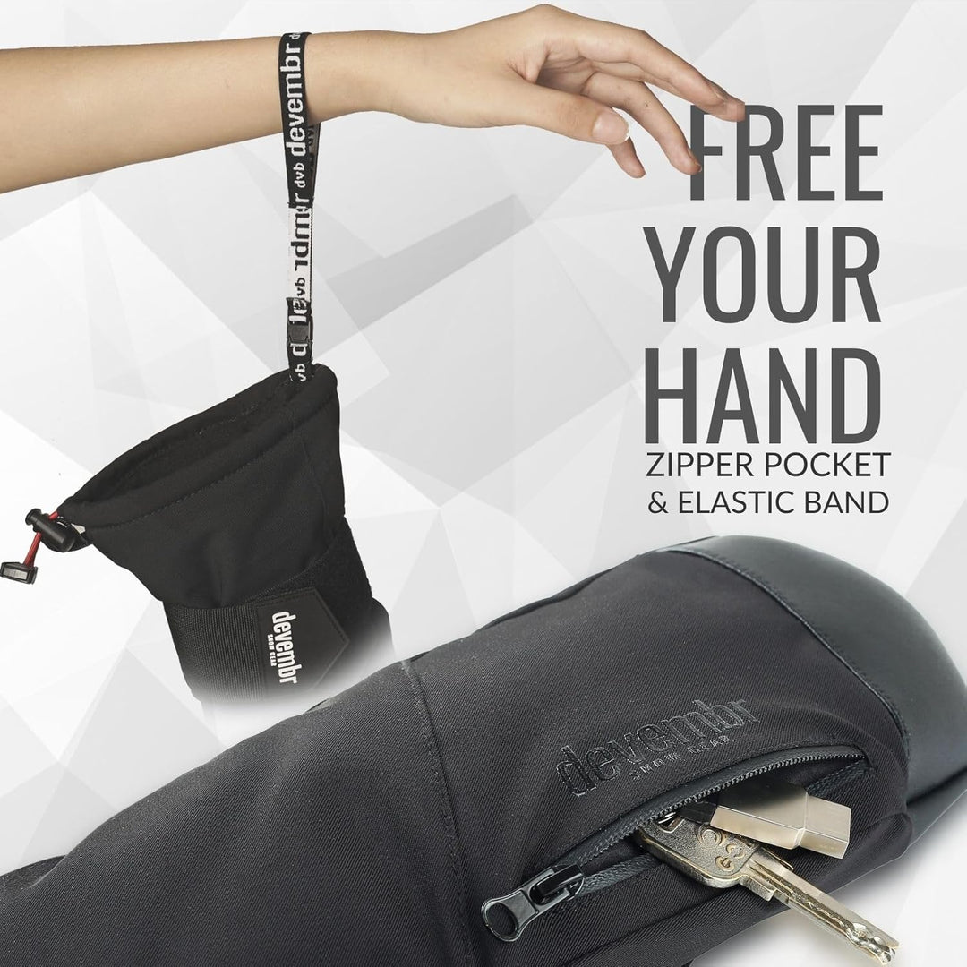 devembr Ski-Fäustlinge mit Handgelenkschützern, Warme Snowboard-Fäustlinge, Wasserdicht (S/M/L) Schw