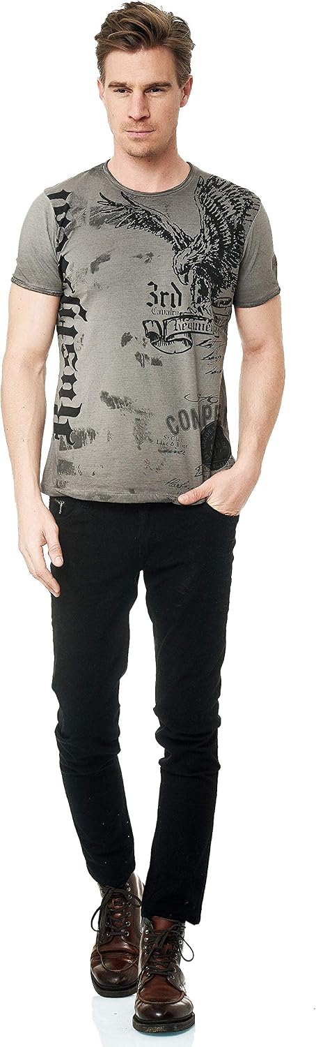 Rusty Neal Herren T-Shirt Rundhals USA Adler Tee Shirt Kurzarm Regular Fit Stretch 100% Baumwolle S