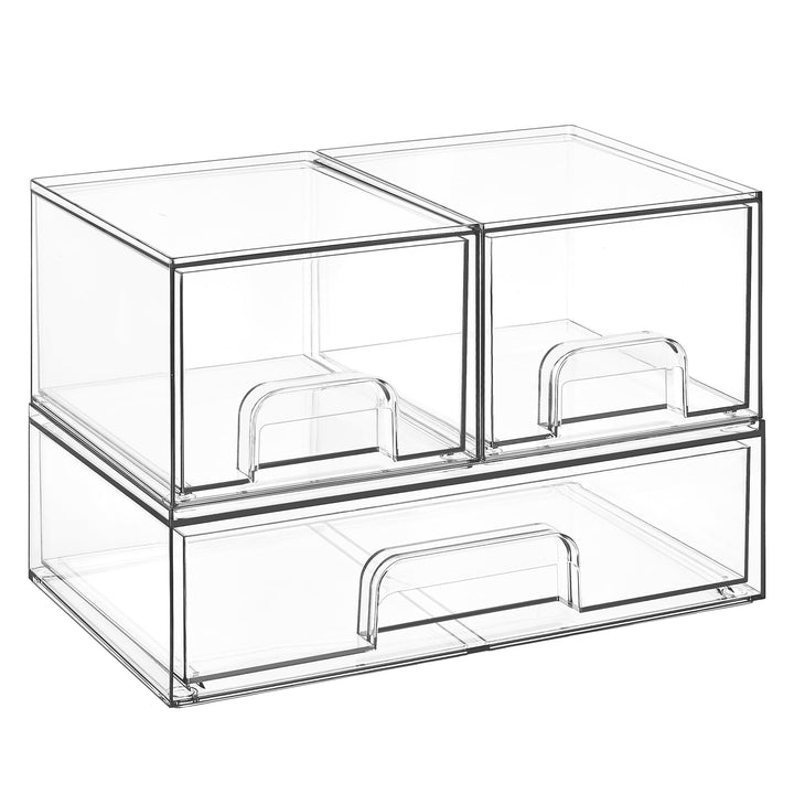 Vtopmart Boxen Aufbewahrung mit 3 Schubladen, Clear Schminktisch Organizer, Anti-Rutsch Organizer Sc