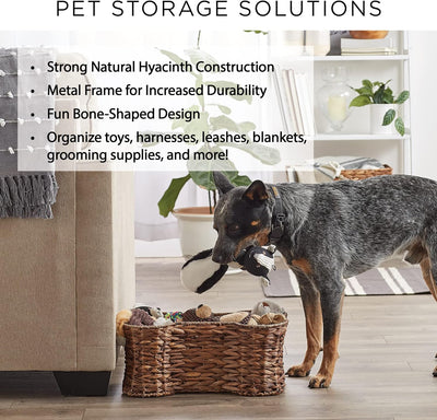 Bone Dry Pet Storage Collection Hyazinthe Spielzeugkorb, Knochenform, Dunkelbraun, klein Dunkelbraun