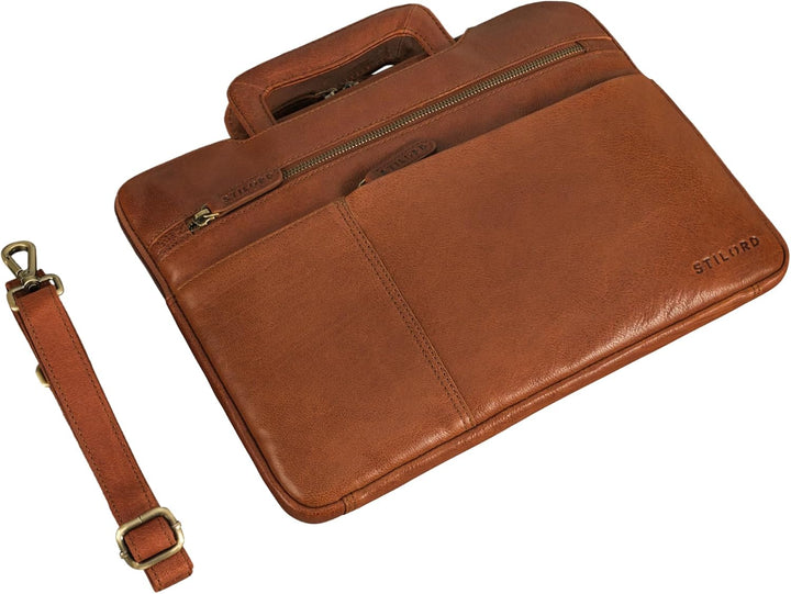 STILORD "Cole Vintage Laptoptasche 14 Zoll Leder Herren Schmal Laptophülle Echtleder Dokumententasch