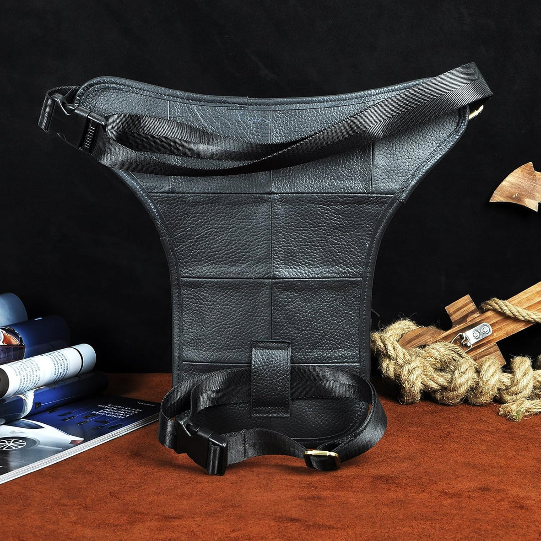 Le'aokuu Herren Echtes Leder Tasche Beinbeutel Beintasche Aussenbeintasche Drop Leg Thigh Bag Messen