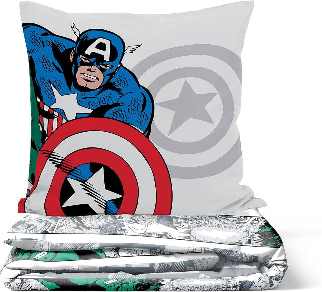 Marvel Comics Comic Cool 100% Baumwolle Kinderbettwäsche-Set 135x200 cm Einzelbettgrösse - Bettbezug