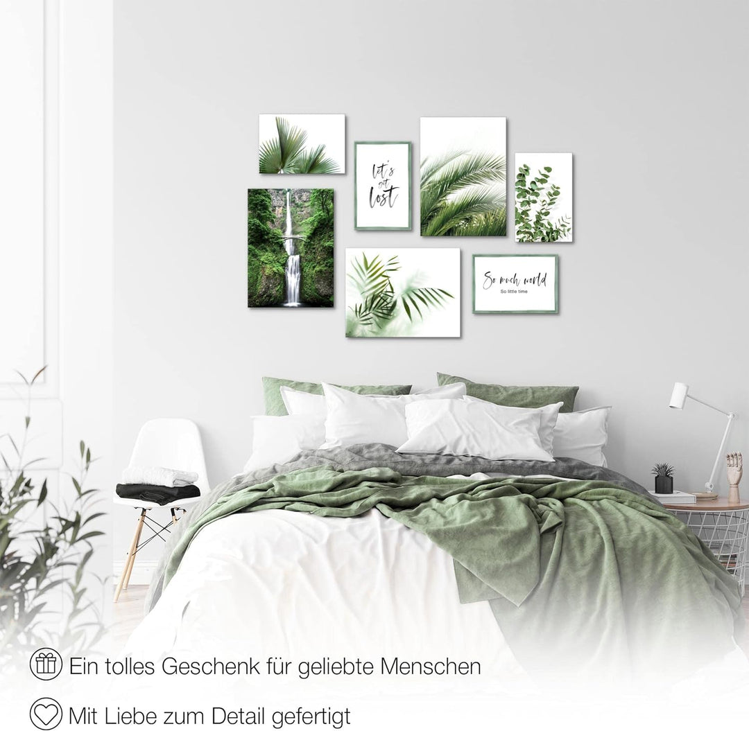 Novart Wandbilder Grüne Blätter Pflanze - KOMPLETT AUFHÄNGFERTIG - Natur Wohnzimmer Schlafzimmer- 7