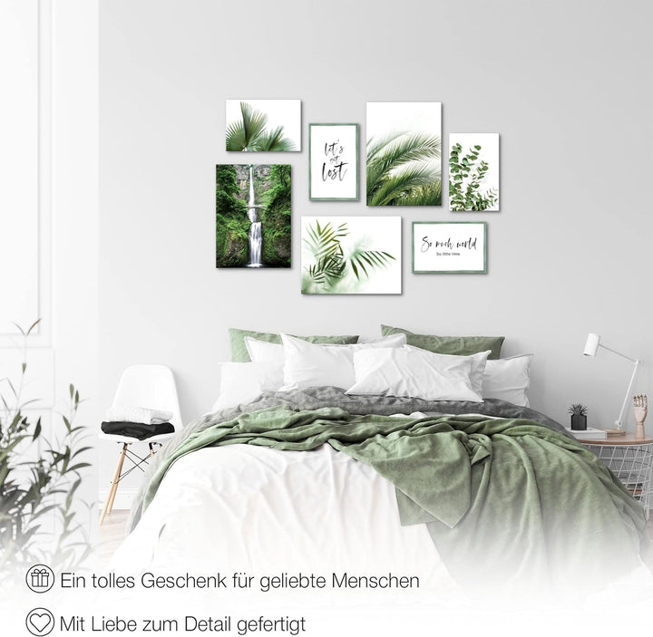 Novart Wandbilder Grüne Blätter Pflanze - KOMPLETT AUFHÄNGFERTIG - Natur Wohnzimmer Schlafzimmer- 7